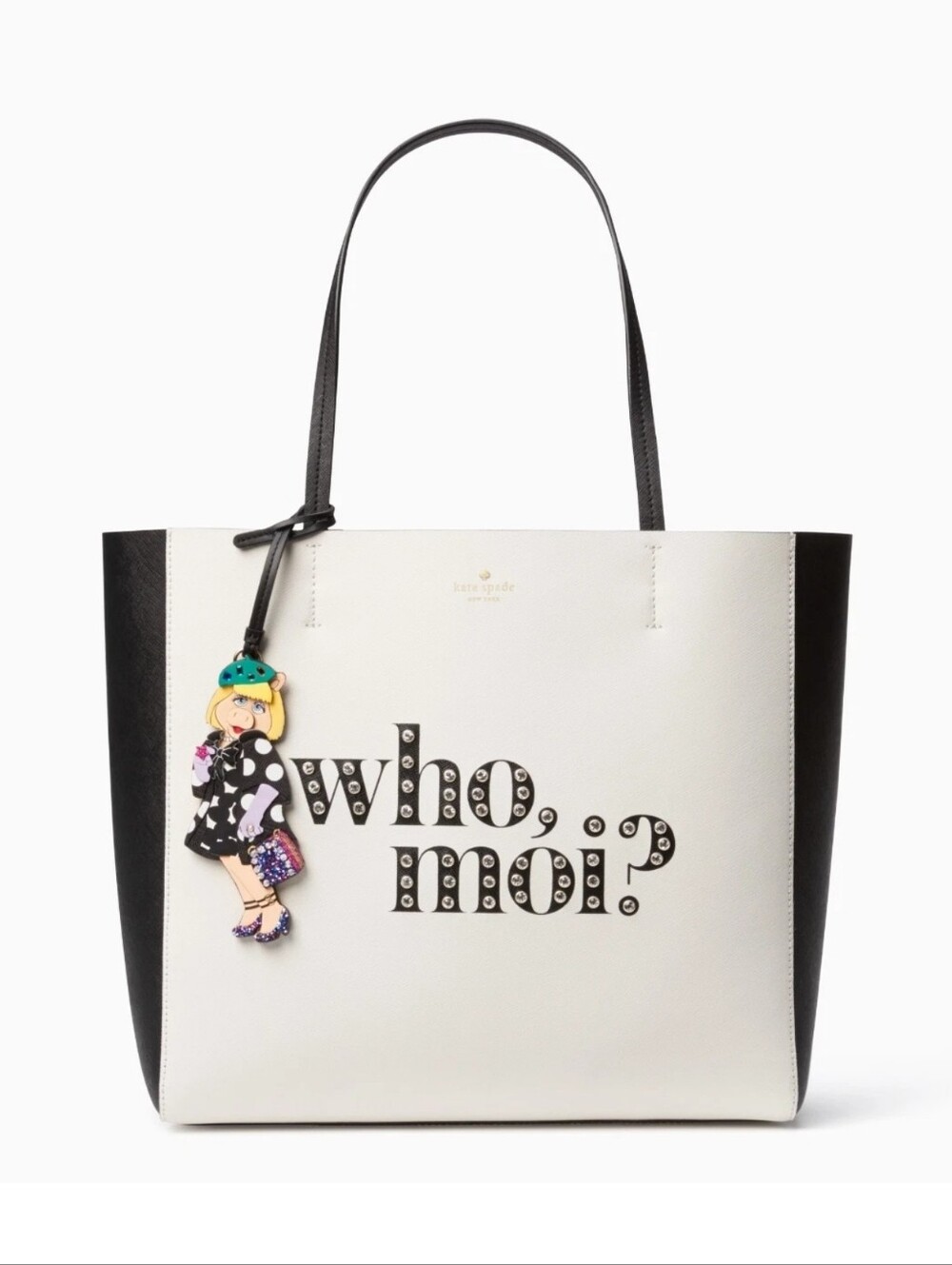 kate spade White & Black 'Who, Moi?' Miss Piggy Tote with Character Charm